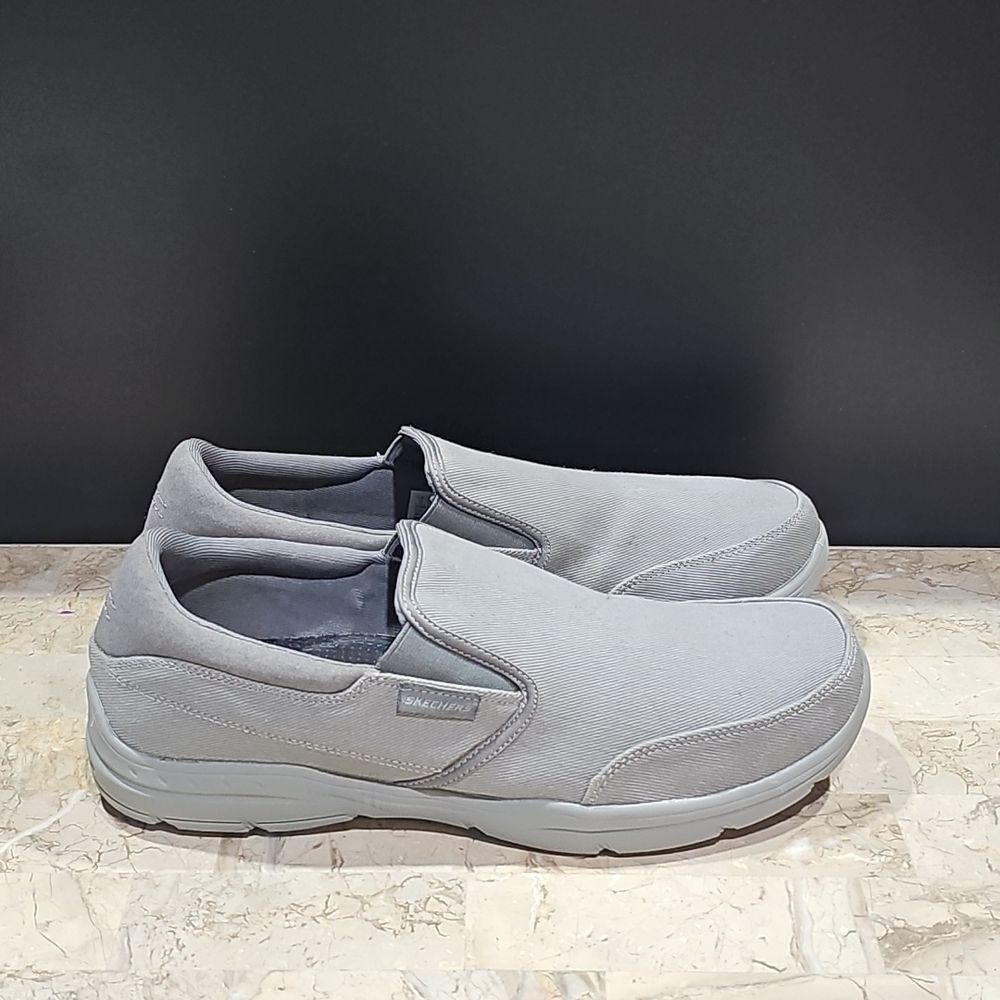 Skechers Men's Slip-On Grey Loafer Walking Shoes-Size 12